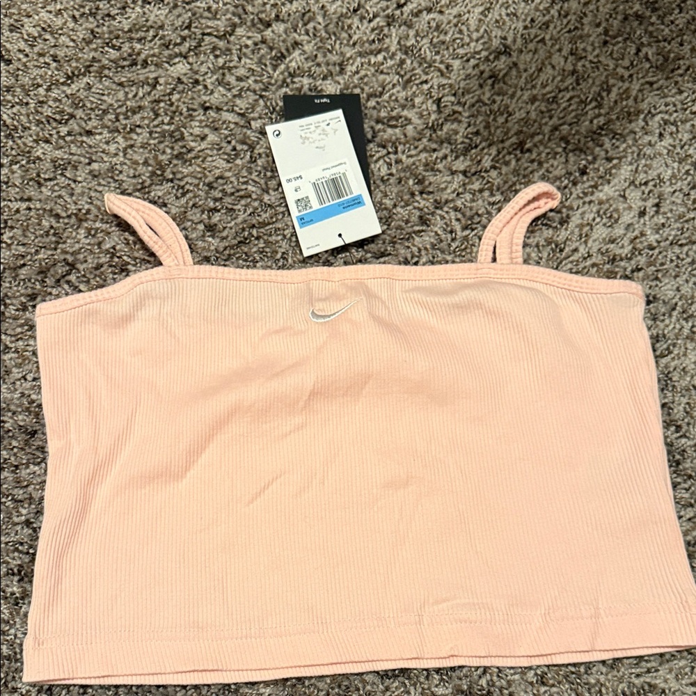 Pink Nike Ribbed Crop Top